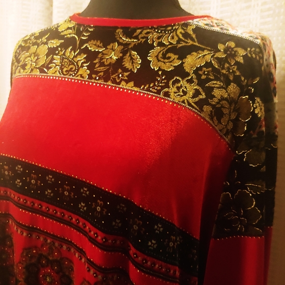 Vintage White Stag Velvety floral Christmas retro long sleeve Size XL - Picture 4 of 15